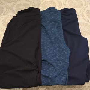 Duluth Trading Co Black and Blue Leggings Trio